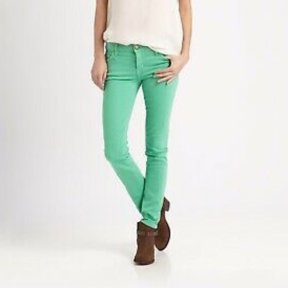 Current Elliott The Ankle Skinny Denim Pond Green